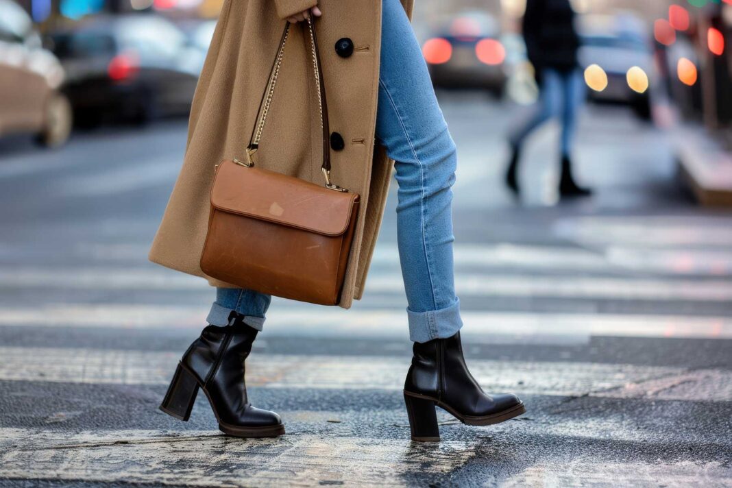 denim-jeans-ankle-boots djevojka u gleznjacama na petu seta ulicom