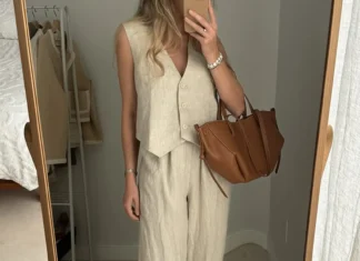 Lanena kombinacija hlaće i top