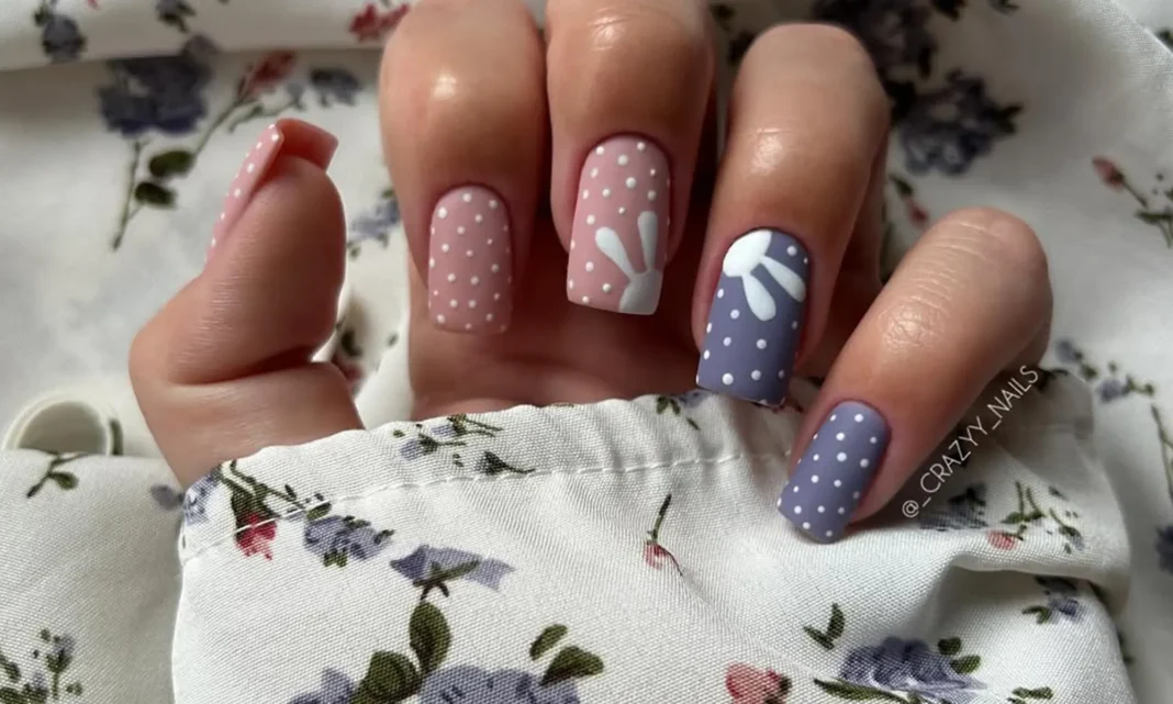 Uskrsna manikura na tockice i zeke